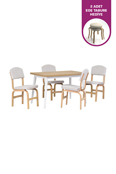 VİLİNZE Ege Sandalye Avanos Ahşap Mdf Mutfak Masası Takımı - 70x120 Cm