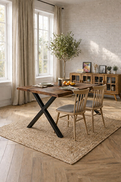 KIYMIK HOME Gerçek Ağaç Ceviz Yemek & Toplantı Masası 120x80cm (SADECE MASA)