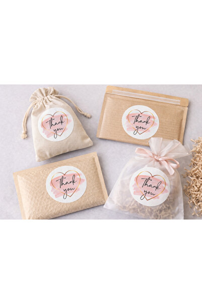 EcoNest Sticker Kuşe 108 Adet – Pembe Thank You – Yuvarlak Kesim 3,7 cm – A Kalite Etiket