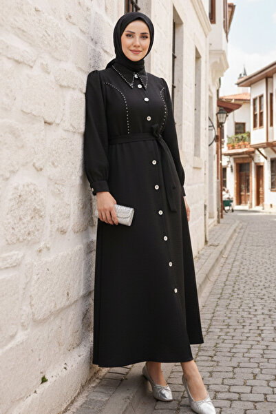 benguen Women's Beaded Detailed Dress 6809 Black