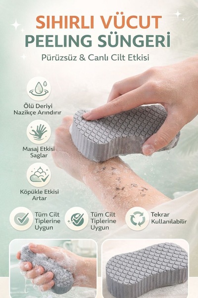VENON ⭐⭐Banyo Vücut Duş Süngeri Sihirli ⭐Vücut Ölü Deri Sökücü Vücut Masaj Pe...