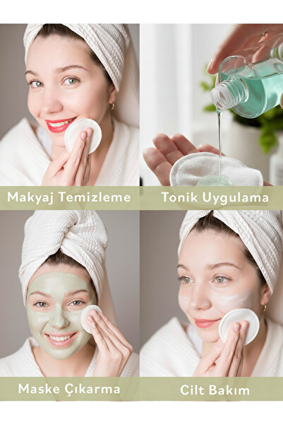 JUVERA Cosmeceuticals Organik Yıkanabilir Makyaj Temizleme Pamuk Pedi 3 Adet - %100 Organik
