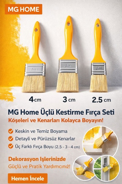 VENON Kestirme Fırça SETİ 2.5-3-4💛 Badana Fırçası 💛 Boya Fırçası 💛Hobi Fır...