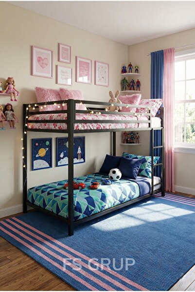 FSHOME FS GRUP | 2 Kişilik Metal Çocuk Ranza – Sağlam Gövdeli, Modern Tasarım...