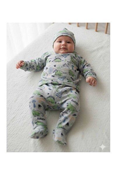 Little Baby Desenli Fitilli Organik %100 Pamuk 3'Lü Hastane Çıkışları