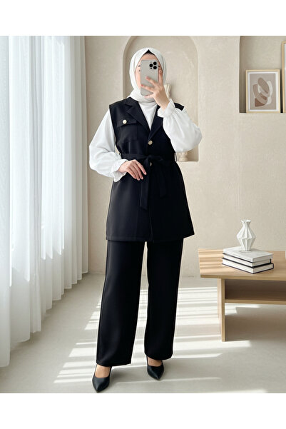 Modamorfo Триколірний костюм з нульовим коміром, застібкою спереду та поясом ...