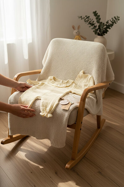 THELAKIDS Dört Kat Müslin Kumaş Volan Yaka Detaylı Tulum & Bonet Şapka & Çift...