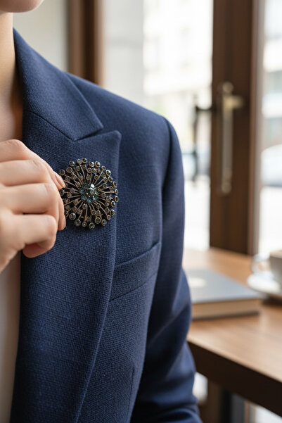 FAYRA ACCESSORIES Kristal Taşlı Elmas Montür Dandelion Broş