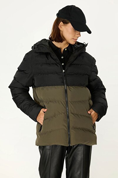 QAWWA Kadın Kışlık Şişme Mont Sıcak Tutan Dolgu İçi Astarlı Su İtici Rüzgar G...