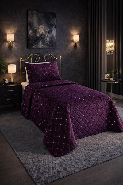 Çeyiz Diyarı Desert Catifea Cuvertură de pat unică Prune