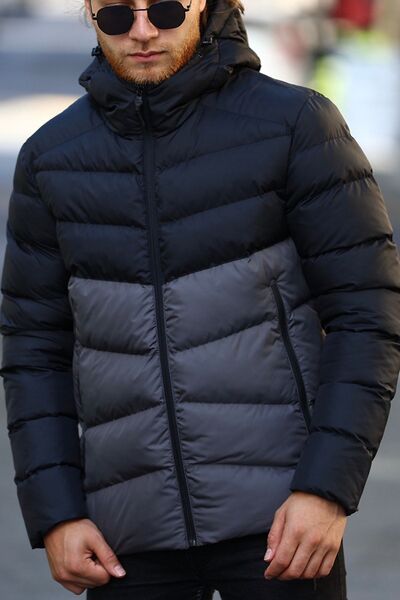 QAWWA Erkek Kışlık Şişme Mont Sıcak Tutan Dolgu İçi Astarlı Su İtici Rüzgar G...