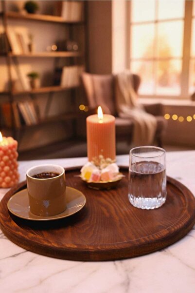 Ahşap Teslim Ahşap Büyük Boy Sunum Tabağı - Ceviz Rengi, Ahşap Dekoratif Sunu...