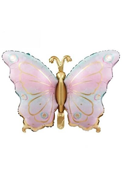 Parti Dükkanım بالون رقائق الفراشة المذهبة باللون الذهبي - 79*53 سم