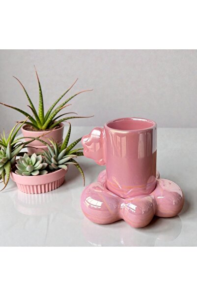 Deniz Kızı Seramik كوب سيديفلي بلو كلاود وردي / كوب سيراميك مصنوع يدويًا