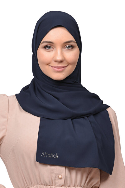 Altobeh شال حجاب مستقيم من حرير المدينة - أزرق داكن داكن