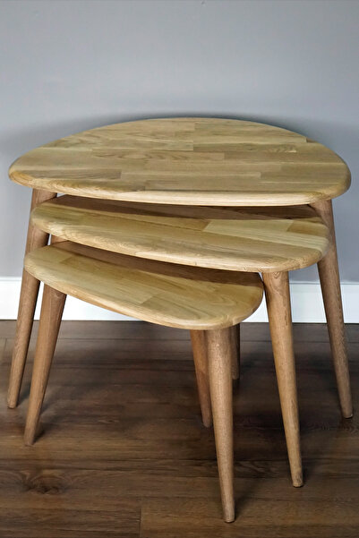 vornom Ercol Style Masif Gerçek Ceviz Ağacı Zigon Orta Sehpa Takımı