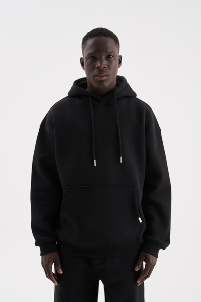 Machinist Ανδρικό φούτερ oversized Basic με κουκούλα Μαύρο