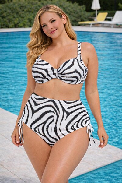 VAJESTO Kadın Likralı Esnek Şık Rahat Büyük Beden Telli Balenli Toparlayıcı Y...