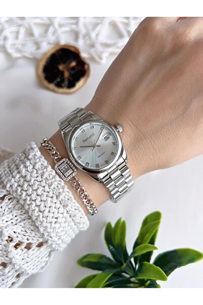 Ferrucci ساعة يد نسائية Blkt.2.297 + سوار من السلسلة الخاصة، لا تسبب تغير اللون