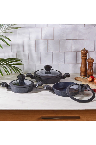 Karaca Biodiamond Kulp Indüksiyon Tabanlı Sahan Seti, Yanmaz Yapışmaz