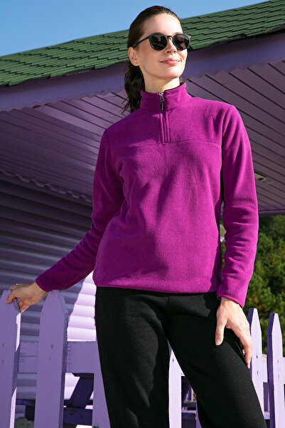 Lela Slim Fit Měkký texturovaný fleece s polovičním zipem, který nežmolkuje a...