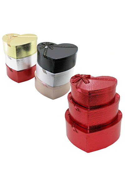 shopwave 3 قطع صندوق هدايا من الورق المقوى بنمط منقوش بألوان مختلطة لامعة - م...