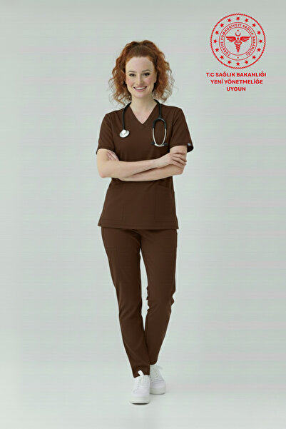 HEMİ Grupne uniforme za zdravstvene profesije, smeđe medicinske haljine Sa li...