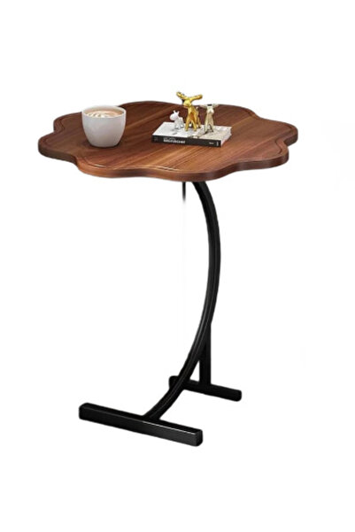 LILY Masuta de cafea tip floare cu picior pentru canapea sau pat culoare maro