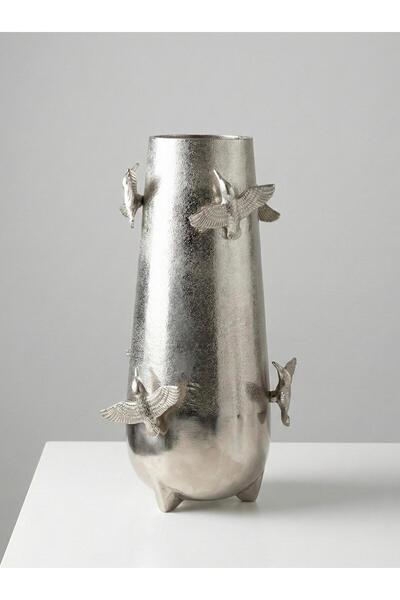 Mikasa Moor Gümüş Kuşlu Vazo 42 cm