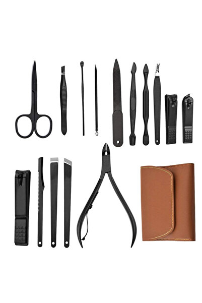 BASE Set 16 piese MANICHIURA profesionala otel negru mat