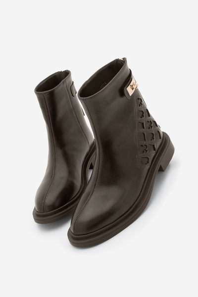 Marjin Γυναικείες μπότες casual με φερμουάρ πίσω με αγκράφα Himpa καφέ