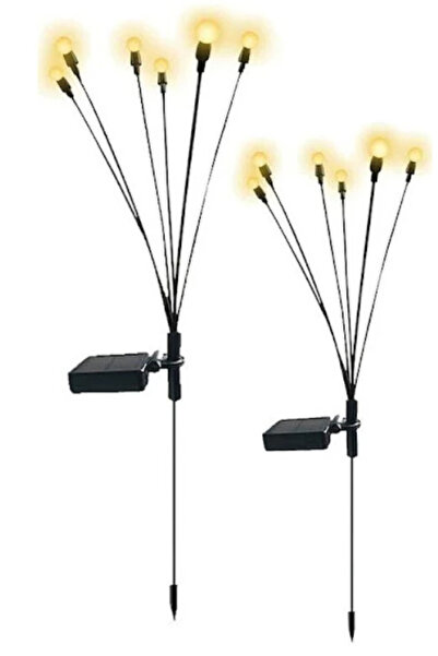 Alex Set 2 Lampi solare LED Alb Cald cu 6 bulbi decoratiune gradina licurici
