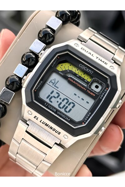 Cockpit Marka Water Resist ,alarm, Işıklı, Gümüş Çelik Kordon Spor Erkek Kol ...