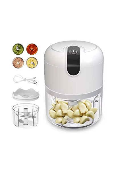 China Mini tocator electric de bucatarie incarcare USB 250ml cu 3 lame Alb