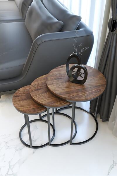 usta mekan Usta Zigon Sehpa Siyah Ayak Ahşap Tabla