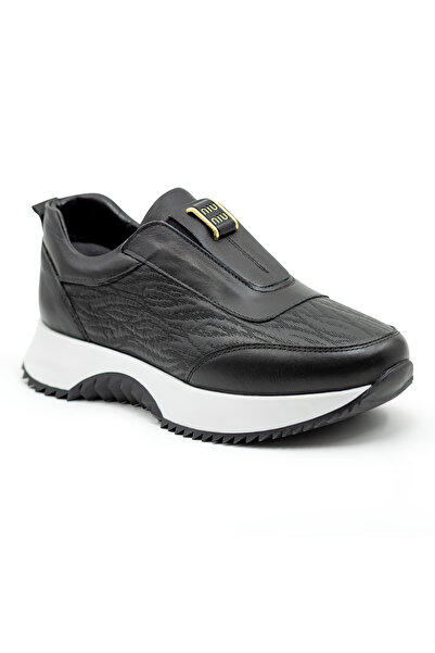 Niu Onyx Genuine Leather Women's Black Casual Sneaker Casual Shoes