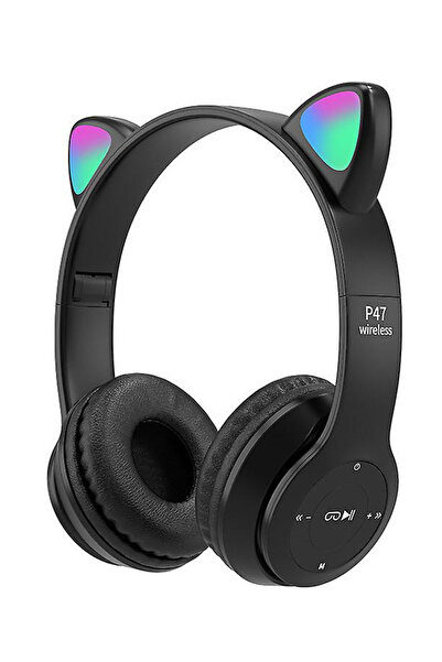 OEM Casti Wireless copii urechi pisica P47M bluetooth handsFree hifi bass ste...