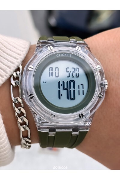 Cockpit Brand Water Resist, Alarm, Lighted, Black Silicone Strap Sports Men'S...