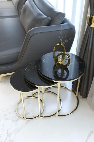 usta mekan Usta Zigon Sehpa Gold Ayak Ahşap Tabla