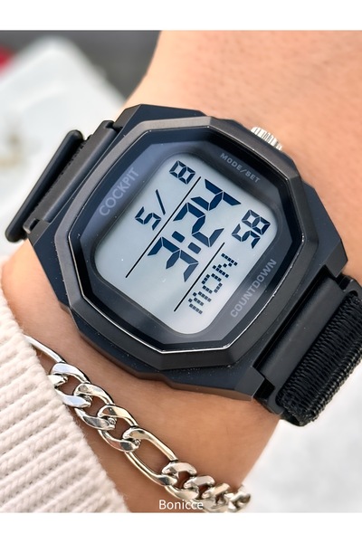 Cockpit Brand Water Resist, Alarm, Illuminated, Black Silicone Strap Square S...