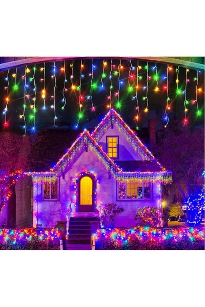 HASSAN Instalare 20 metri țurțuri cu franjuri MULTICOLOR 500 LED