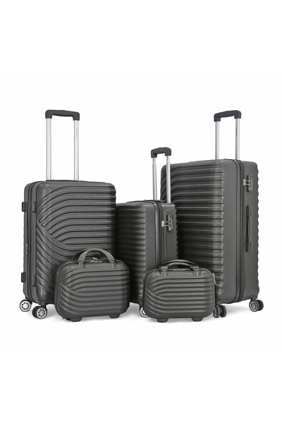 Giordano مجموعة حقائب سفر صلبة من 5 قطع، رمادية