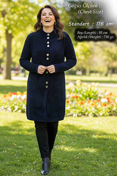 Laden Knitwear Large Size Women's Soft Thick High Quality Long Winter Navy Bl...