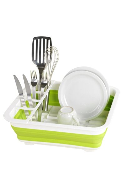 Tai Uscator pliabil VERDE pentru vase si cu suport pentru tacamuri