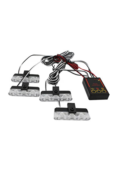 Ruan Set 4 lumini de averizare LED 36W cu stroboscop rosu / albastru