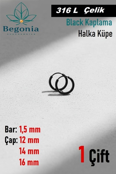 Öte Beri مجموعة أقراط كلاسيكية للجنسين من الفولاذ الجراحي الأسود المقاوم للصد...