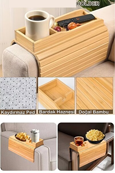 Kitchen Beauty Koltuk Kenarı Bambu Katlanabilir Yan Sehpa Amerikan Servisi Ka...