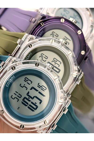 Cockpit Brand Water Resist, Alarm, Illuminated, Blue Silicone Strap Sports Me...