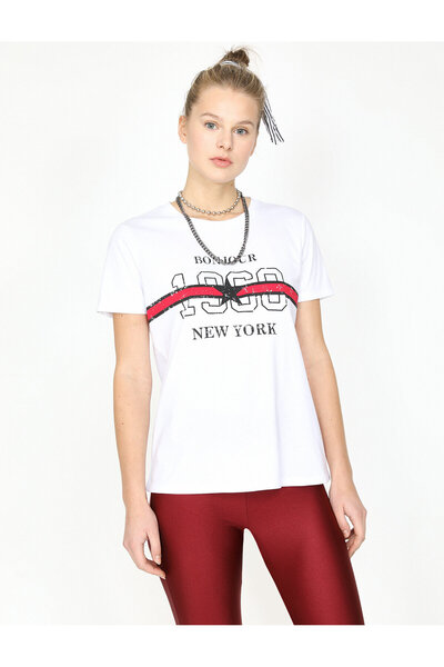 Koton Γραπτό εμπριμέ μπλουζάκι