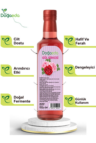 DOĞAEDA %100 Doğal Gül Sirkesi 500 ml | Cilt ve Yüz Toniği | Ateş Düşürücü Et...